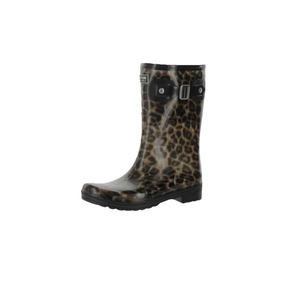 Kenneth Cole Reaction Women’s Buckle Rain Boots Leopard Brown Size 7 New in box - Picture 5 of 6